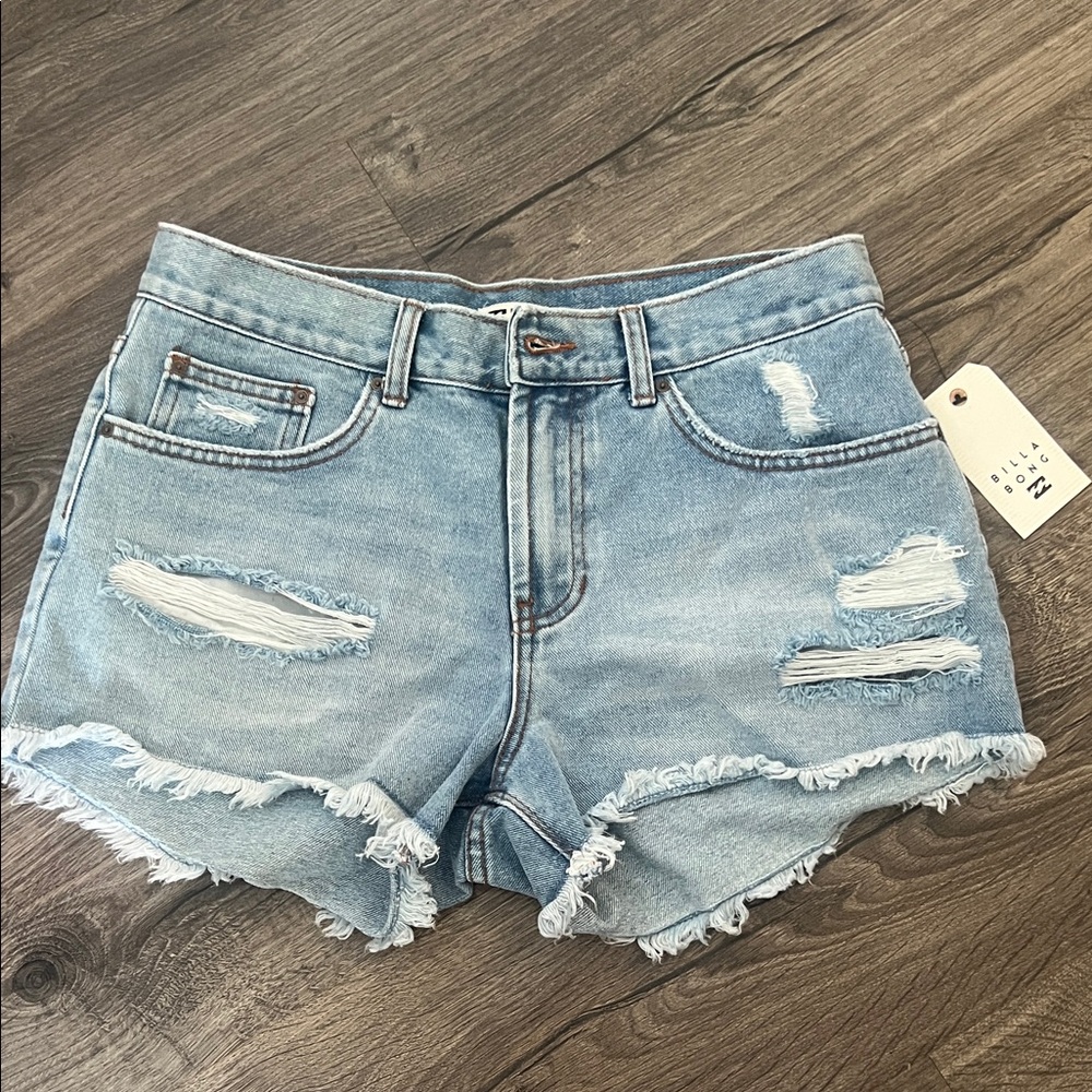 Billabong Light Blue Distressed Jean Shorts